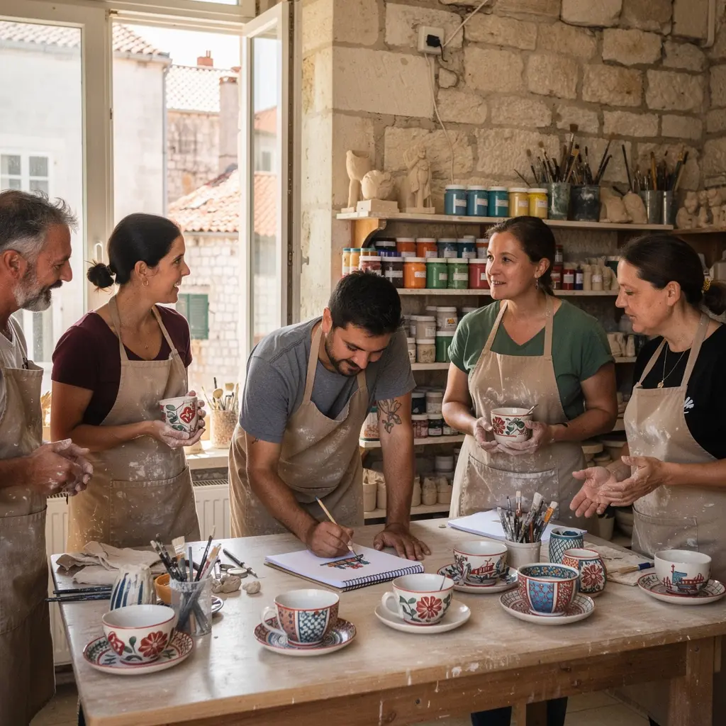 Elegantna čajna kuhinja s vintage posuđem i biljnim čajevima