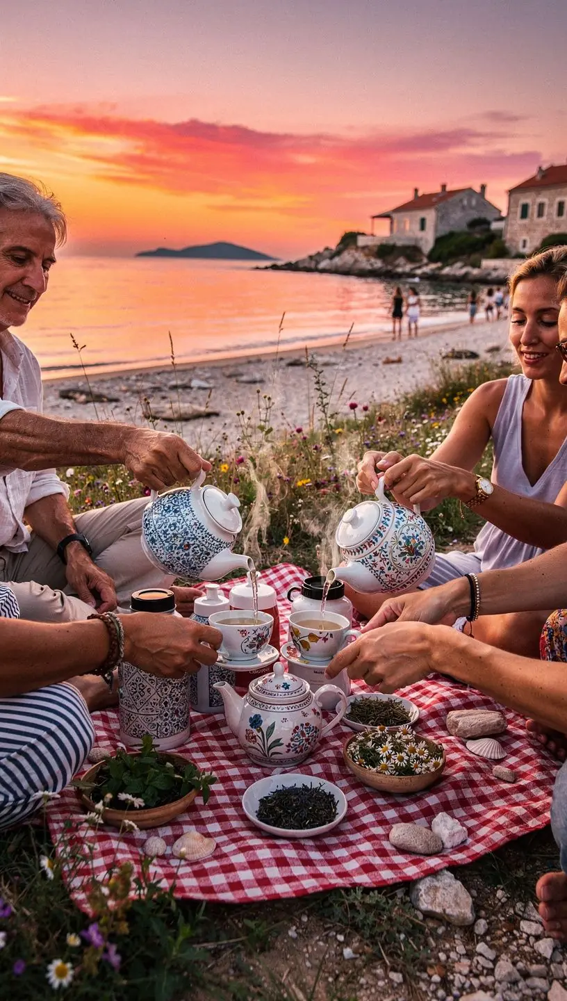 Različite vrste suhog bilja u staklenim posudama, spremne za čaj.